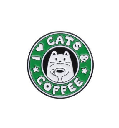 I Love Cats & Coffee Enamel Pin